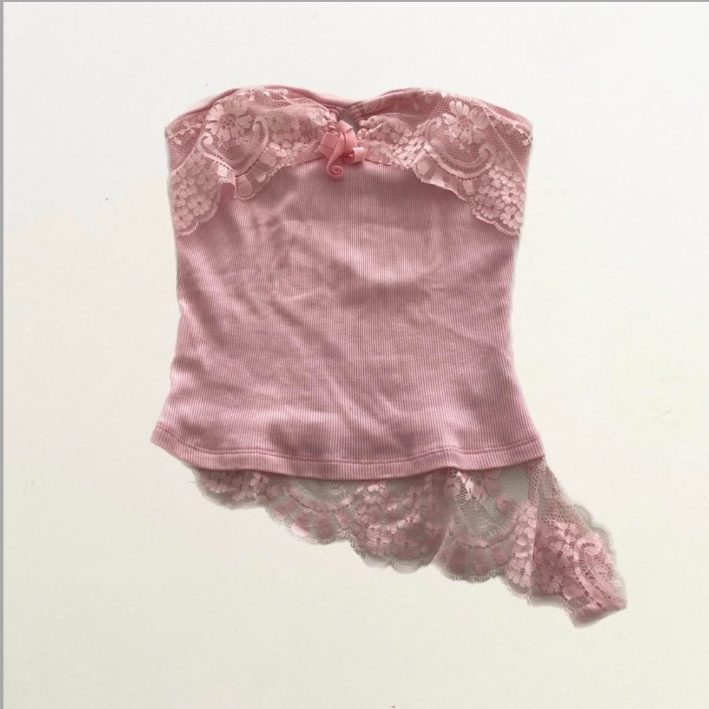 Vintage Intimissimi Light Pink Lace Fairy Strapless Tube Top - Picture 4 of 4